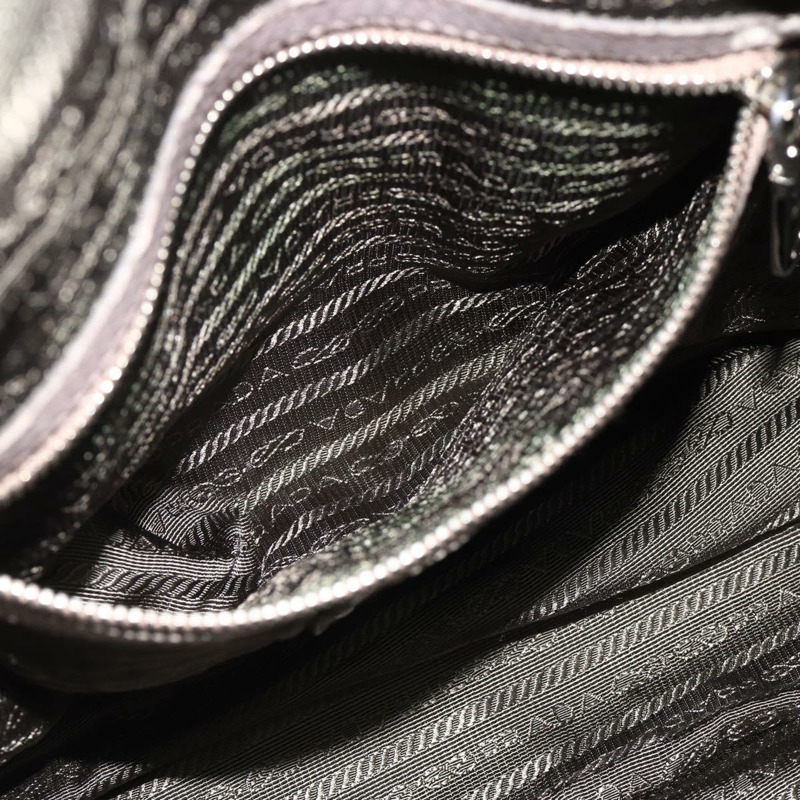 【日本直送】PRADA 褶皺手提包 皮革 兩用 灰色/銀色 正品 178080A-25