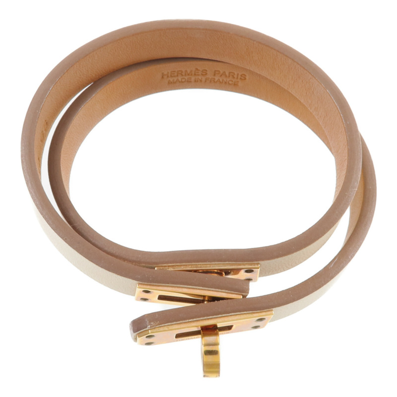 HERMES Swift皮革Mini Kelly Double Tour Bracelet手帶Nata-3