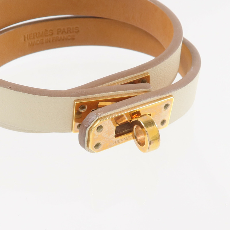 HERMES Swift皮革Mini Kelly Double Tour Bracelet手帶Nata-4