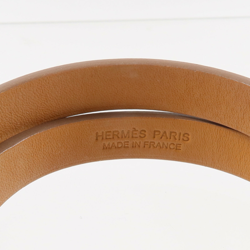 HERMES Swift皮革Mini Kelly Double Tour Bracelet手帶Nata-5