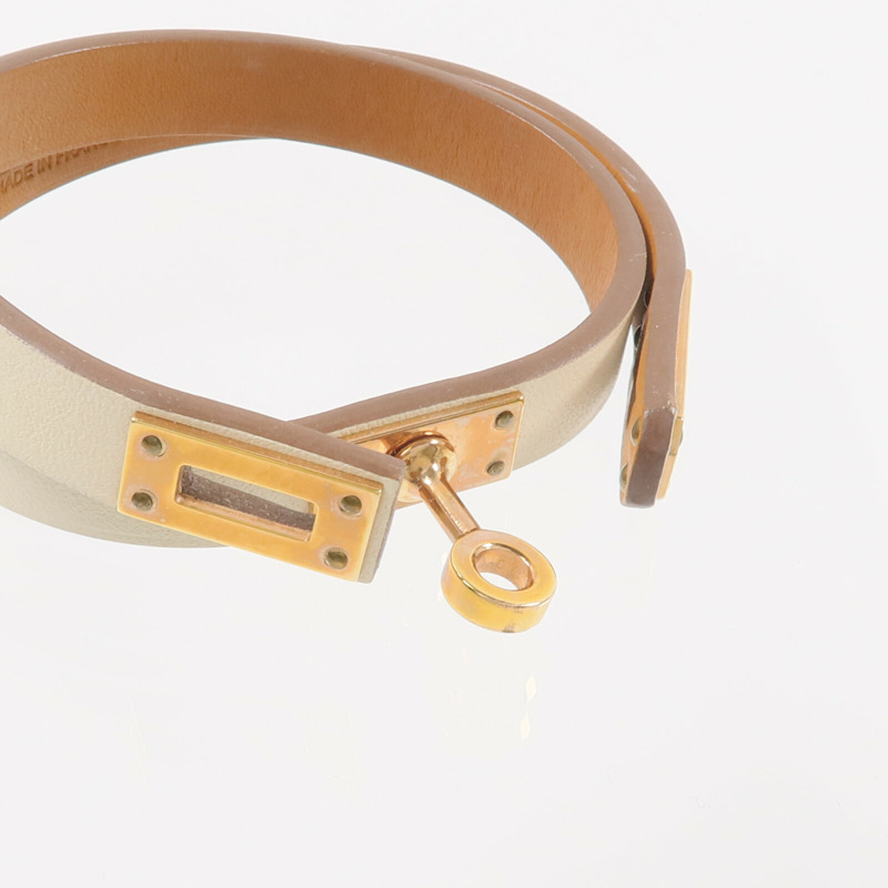 HERMES Swift皮革Mini Kelly Double Tour Bracelet手帶Nata-6