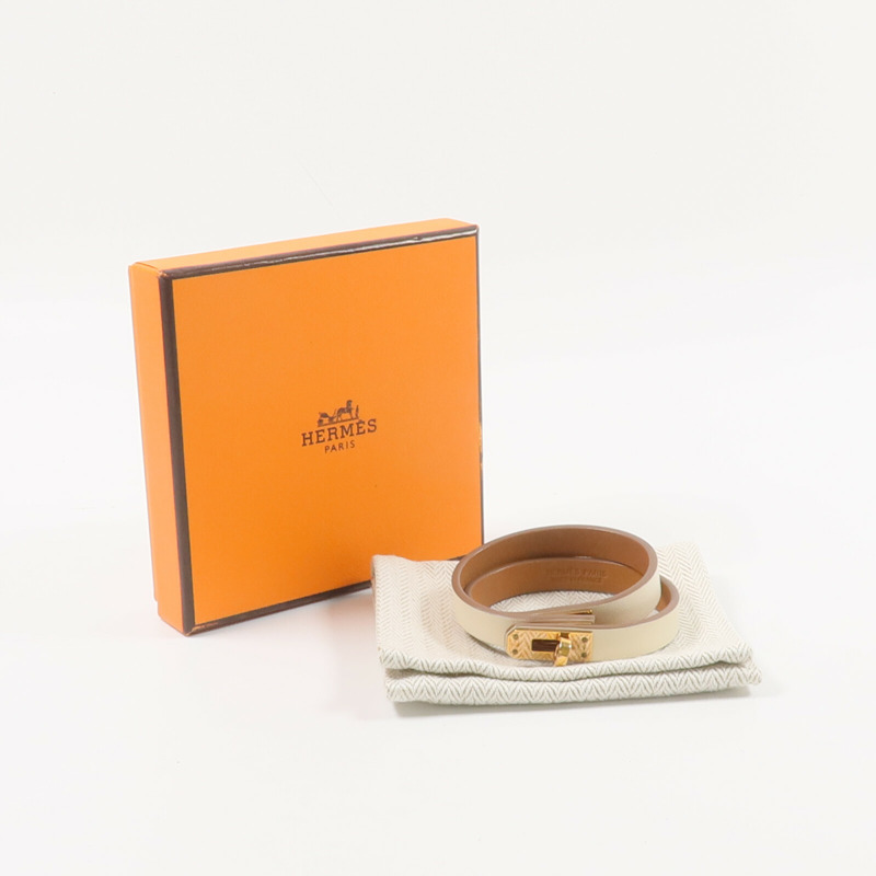 HERMES Swift皮革Mini Kelly Double Tour Bracelet手帶Nata-9
