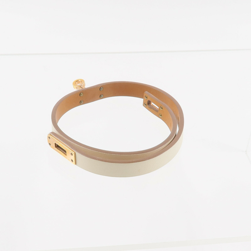HERMES Swift皮革Mini Kelly Double Tour Bracelet手帶Nata-10