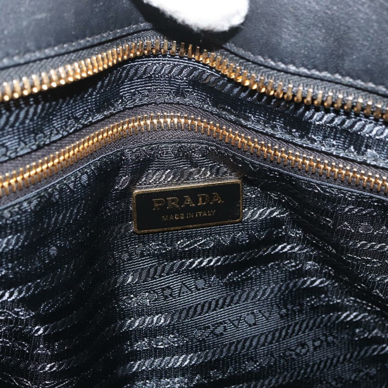 【日本直送】PRADA 圖案絎縫手提包 皮革尼龍 2way 海軍藍 金色 Auth 177317A-19