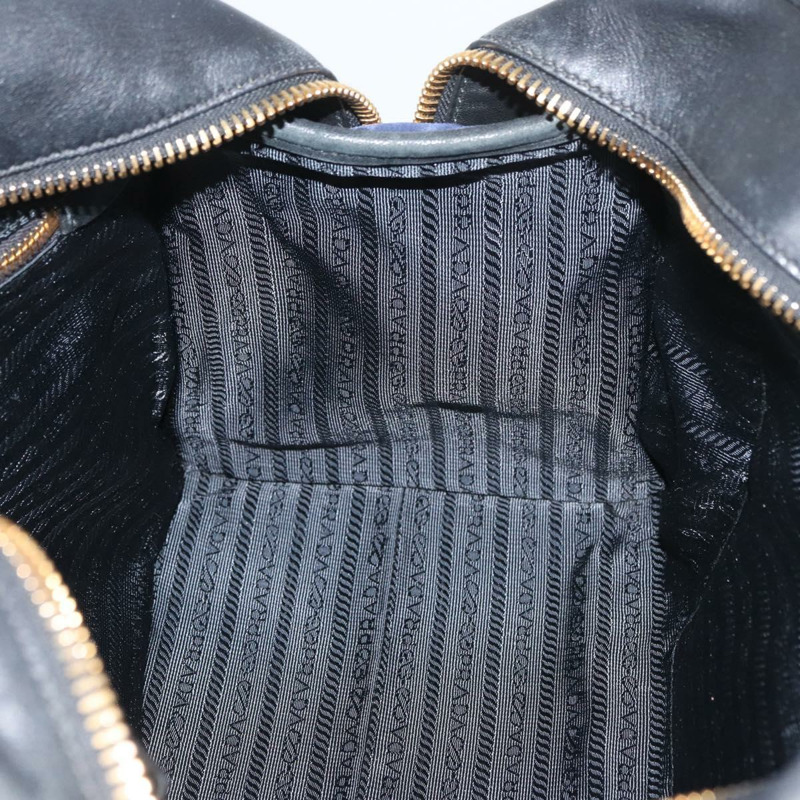 【日本直送】PRADA 圖案絎縫手提包 皮革尼龍 2way 海軍藍 金色 Auth 177317A-20