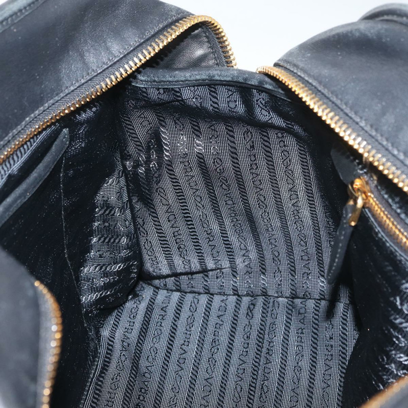 【日本直送】PRADA 圖案絎縫手提包 皮革尼龍 2way 海軍藍 金色 Auth 177317A-21