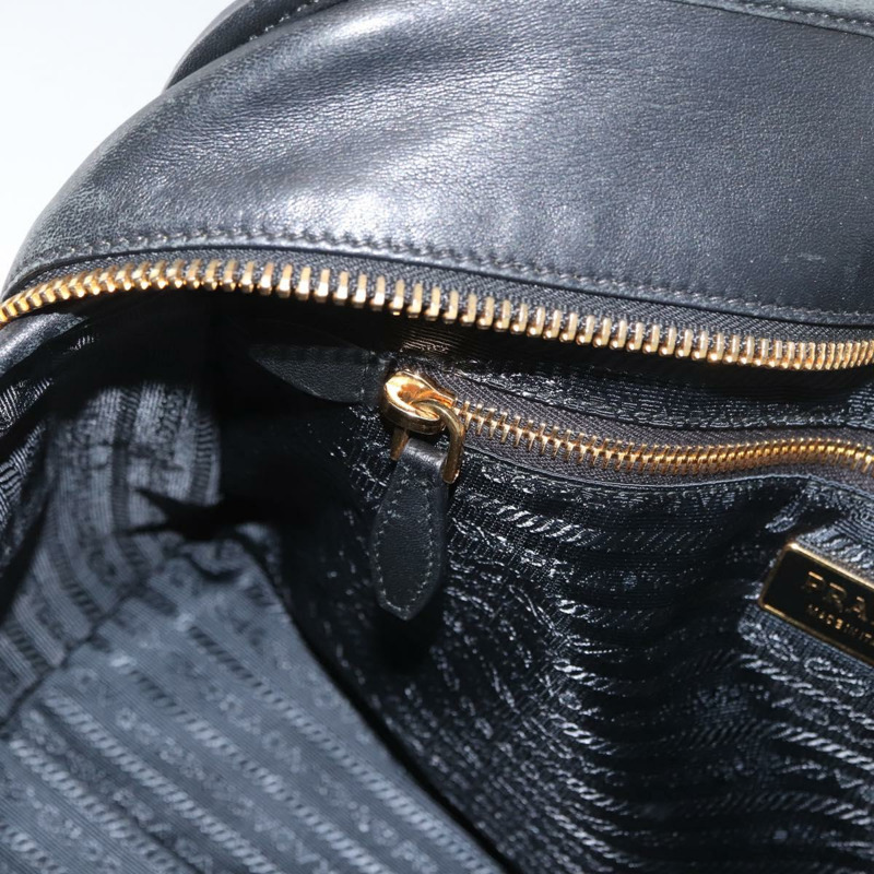【日本直送】PRADA 圖案絎縫手提包 皮革尼龍 2way 海軍藍 金色 Auth 177317A-22