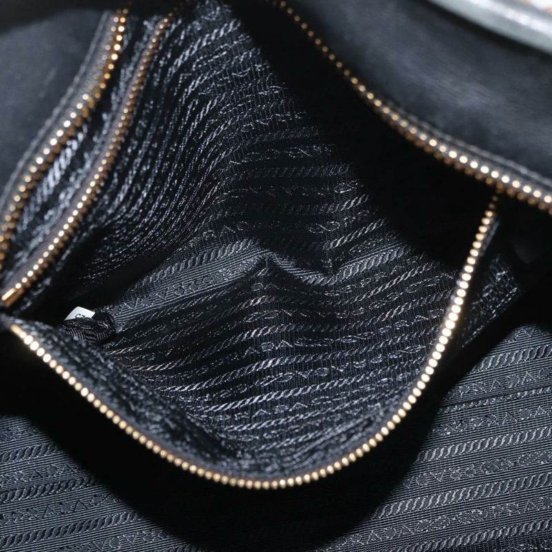 【日本直送】PRADA 圖案絎縫手提包 皮革尼龍 2way 海軍藍 金色 Auth 177317A-23