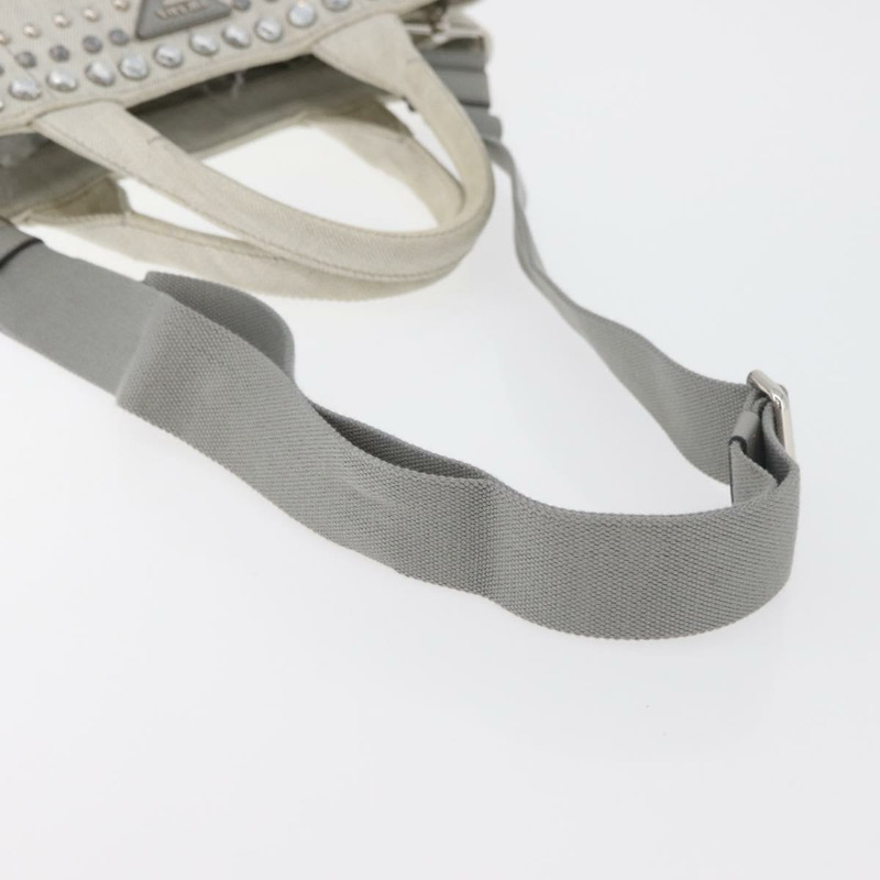 【日本直送】PRADA Canapa PM 手袋 帆布 兩用 灰色 銀色 正品 ka4194A-7