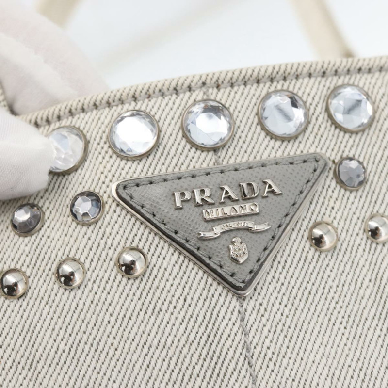 【日本直送】PRADA Canapa PM 手袋 帆布 兩用 灰色 銀色 正品 ka4194A-19