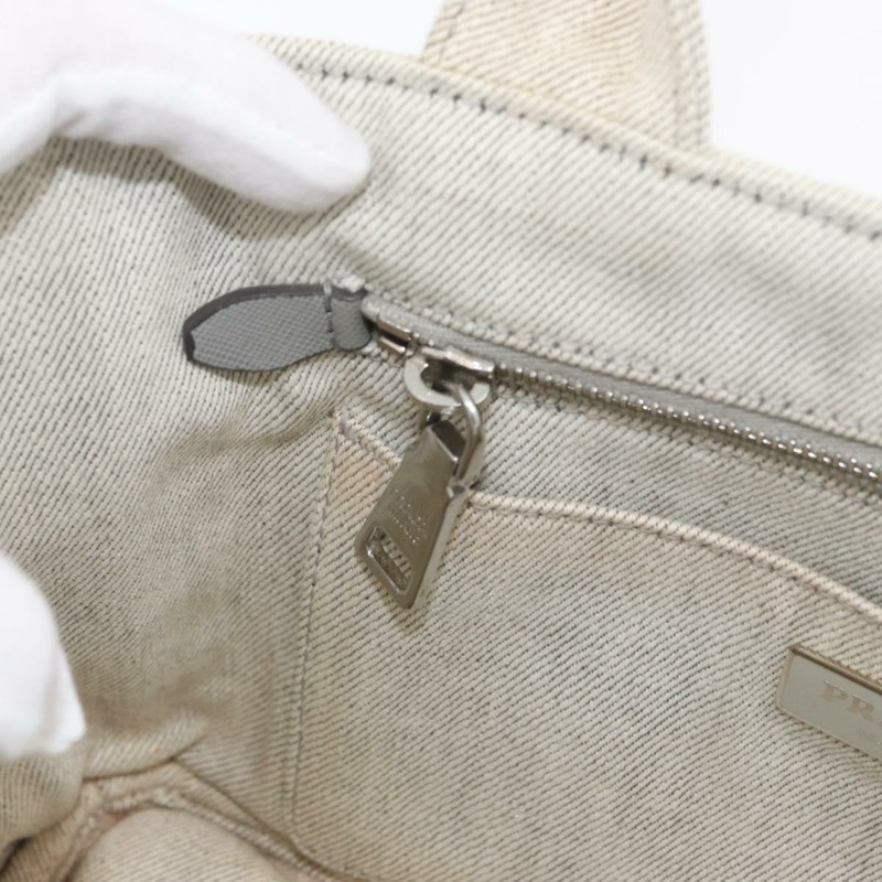 【日本直送】PRADA Canapa PM 手袋 帆布 兩用 灰色 銀色 正品 ka4194A-23