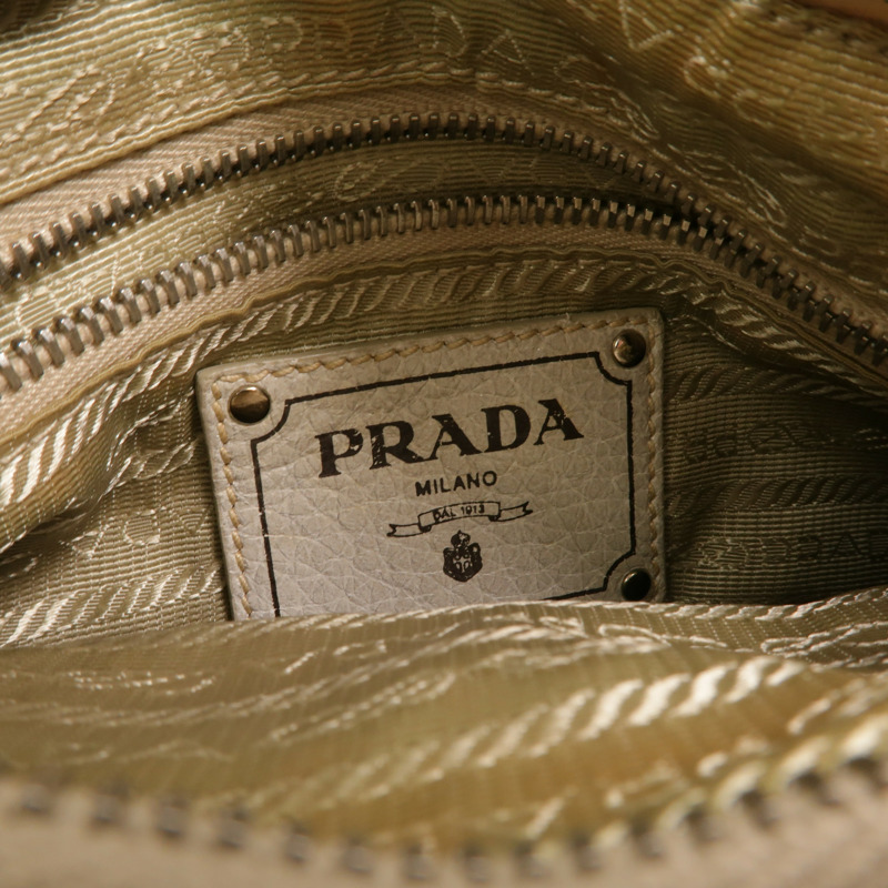 PRADA 牛皮皮革Chain Shoulder銀扣鏈帶肩背袋-5