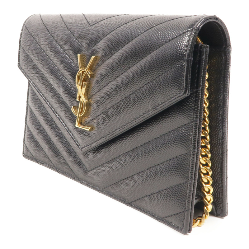 YVES SAINT LAURENT 牛皮皮革Cassandre Wallet On Chain鏈帶肩背袋-2
