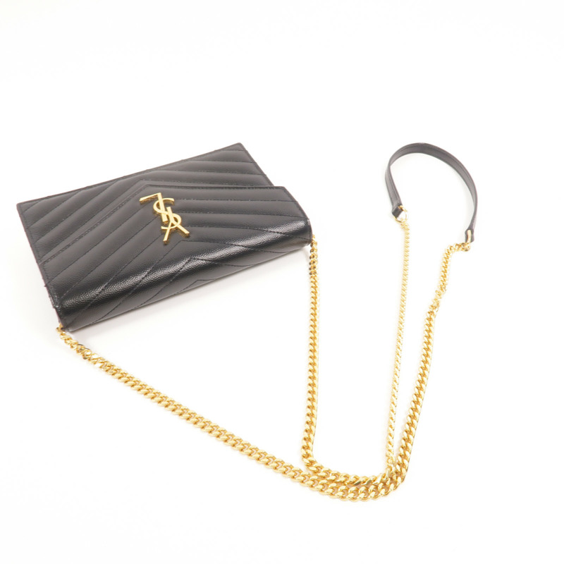 YVES SAINT LAURENT 牛皮皮革Cassandre Wallet On Chain鏈帶肩背袋-7