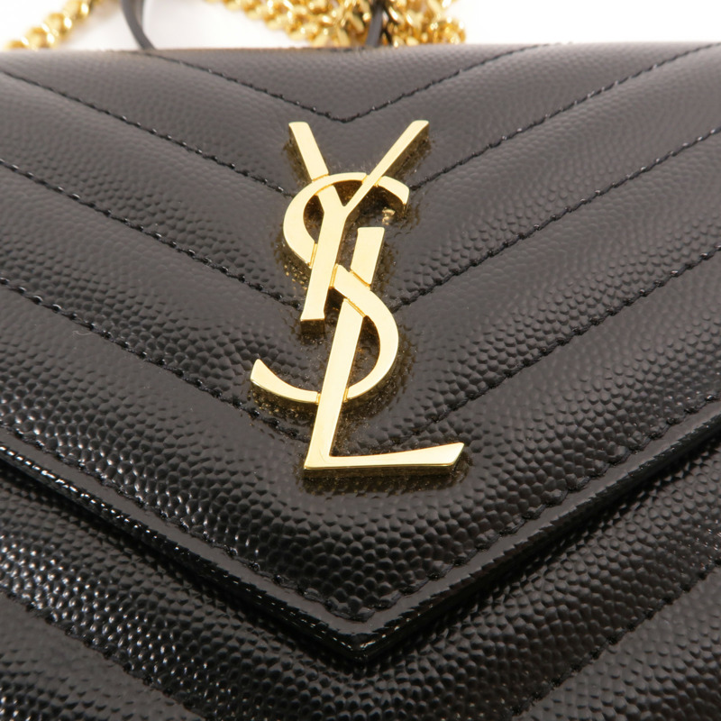 YVES SAINT LAURENT 牛皮皮革Cassandre Wallet On Chain鏈帶肩背袋-8