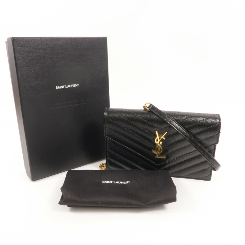 YVES SAINT LAURENT 牛皮皮革Cassandre Wallet On Chain鏈帶肩背袋-9