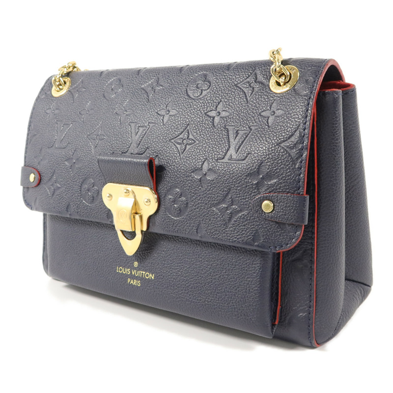 LOUIS VUITTON Monogram Empreinte Vavin PM肩背袋深藍色-2