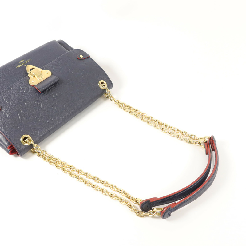 LOUIS VUITTON Monogram Empreinte Vavin PM肩背袋深藍色-6