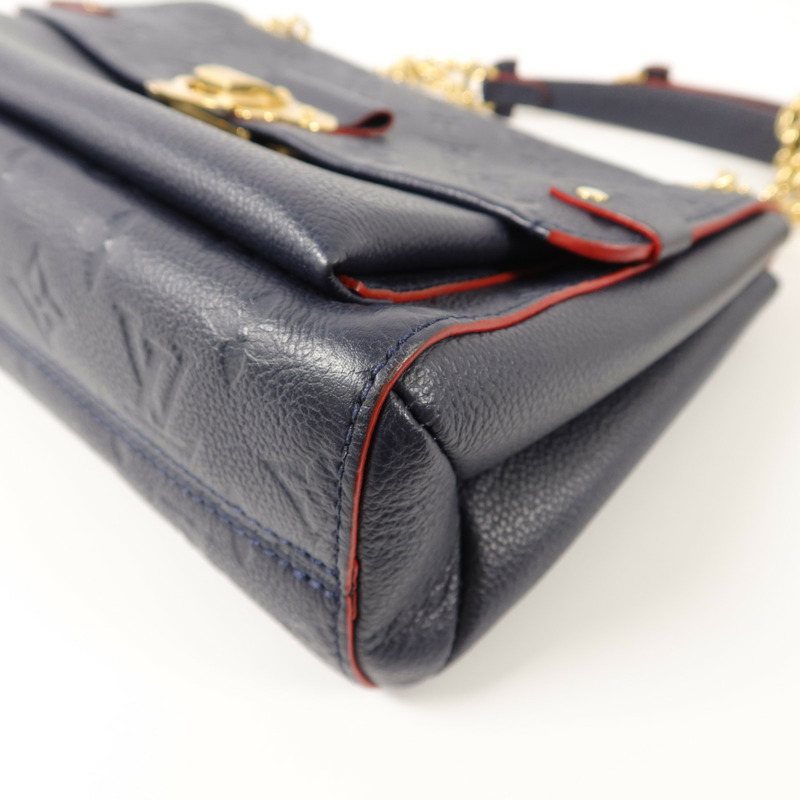LOUIS VUITTON Monogram Empreinte Vavin PM肩背袋深藍色-9