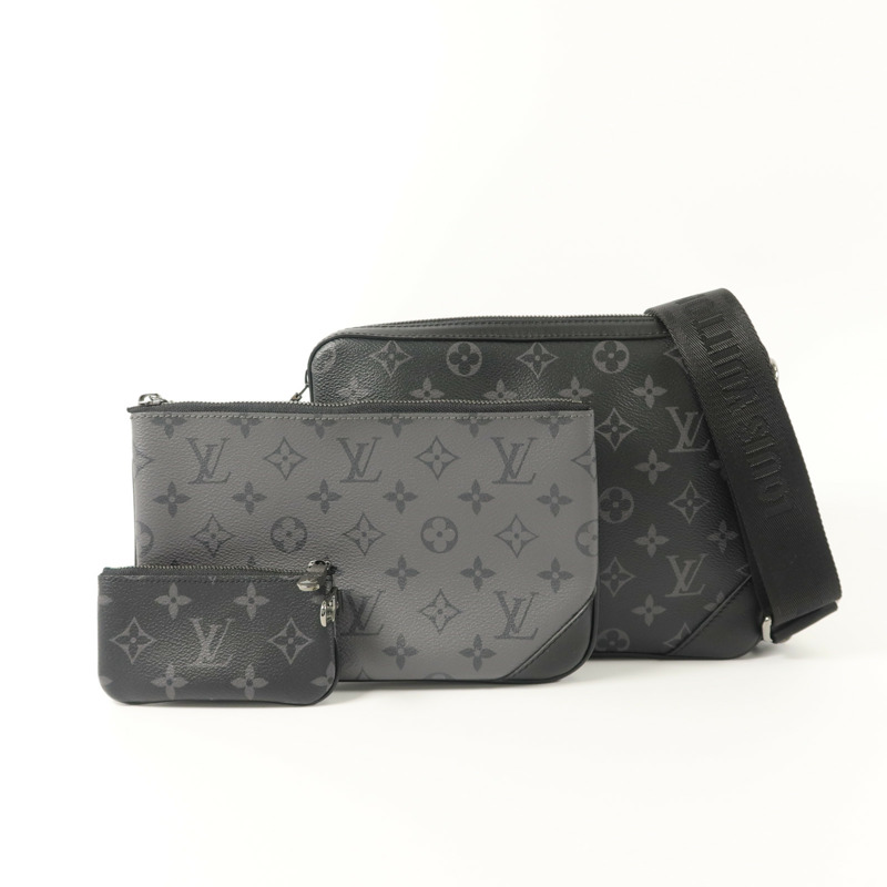 LOUIS VUITTON Monogram Eclipse Reverse Trio Messenger肩背袋-8