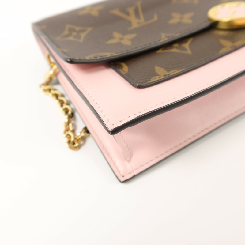 LOUIS VUITTON Monogram Flore Chain Wallet鏈帶肩背袋-13