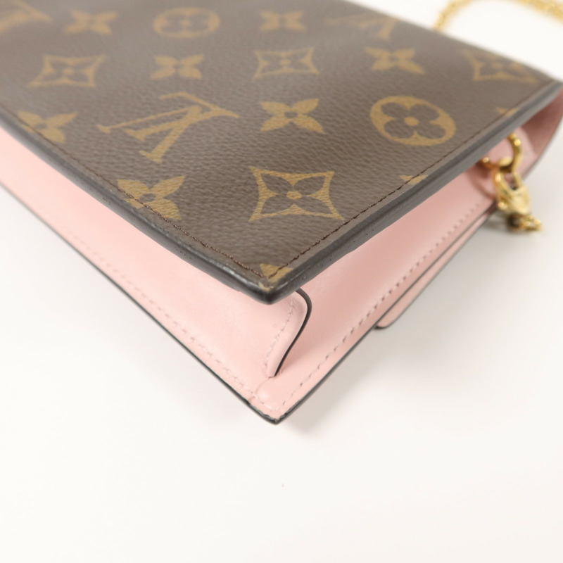 LOUIS VUITTON Monogram Flore Chain Wallet鏈帶肩背袋-14