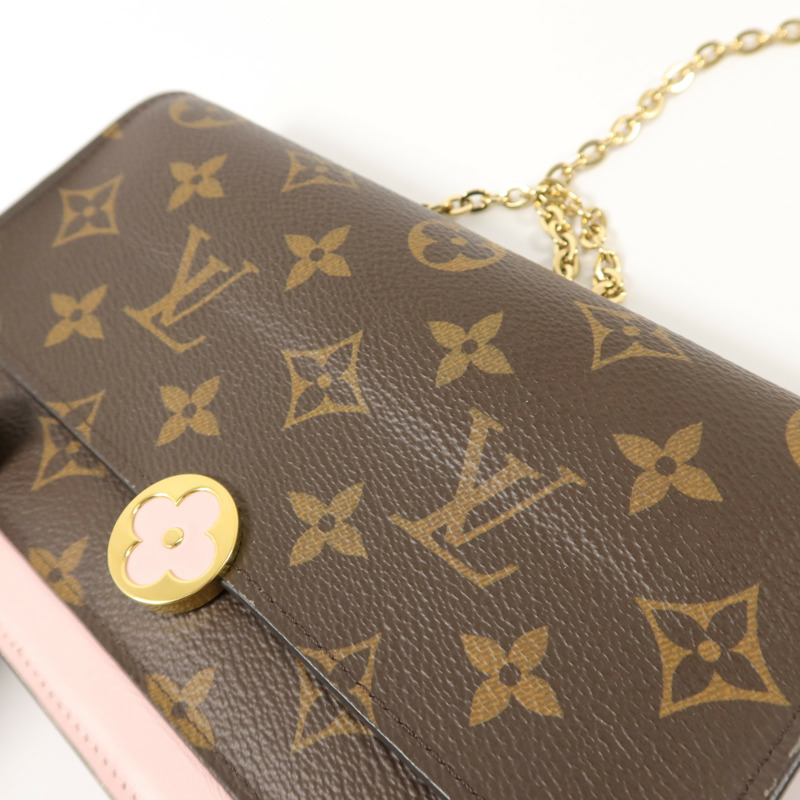 LOUIS VUITTON Monogram Flore Chain Wallet鏈帶肩背袋-16