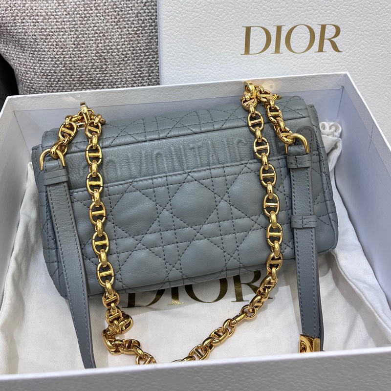 Dior 迪奧 Caro 石灰色柔軟 Cannage 籐格紋小牛皮 金扣-1