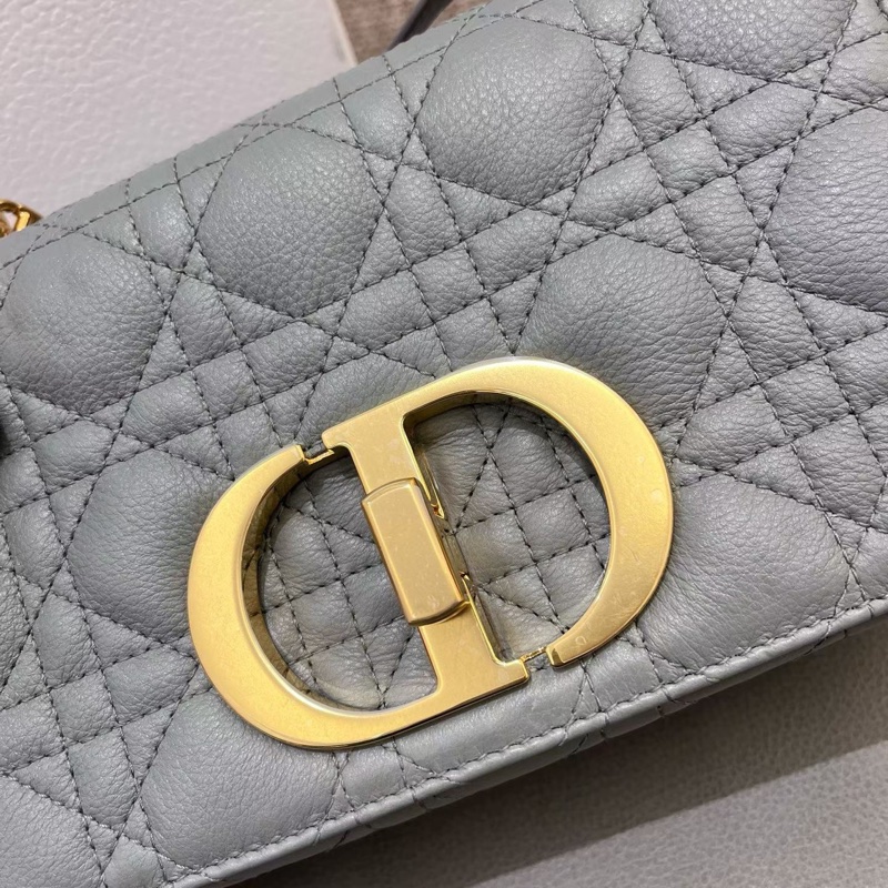 Dior 迪奧 Caro 石灰色柔軟 Cannage 籐格紋小牛皮 金扣-2