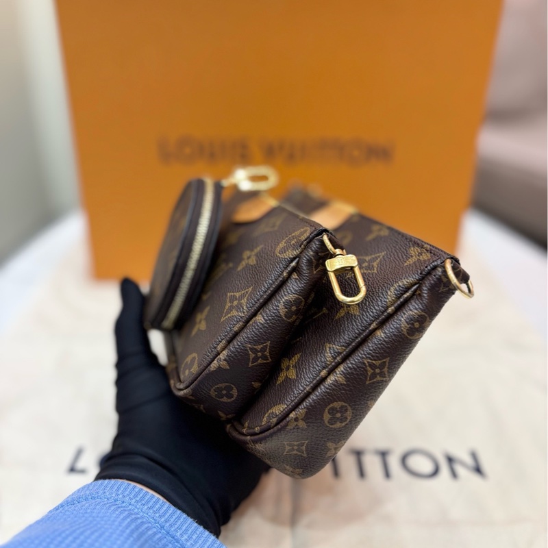 LV路易威登 老花 五合一 綠色肩帶 麻將包 芯片款   98新 原始成色單包-2