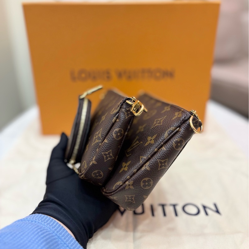 LV路易威登 老花 五合一 綠色肩帶 麻將包 芯片款   98新 原始成色單包-3