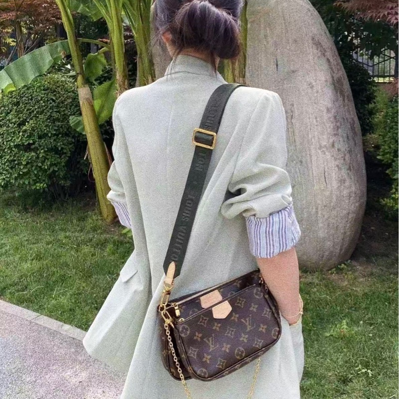 LV路易威登 老花 五合一 綠色肩帶 麻將包 芯片款   98新 原始成色單包-5