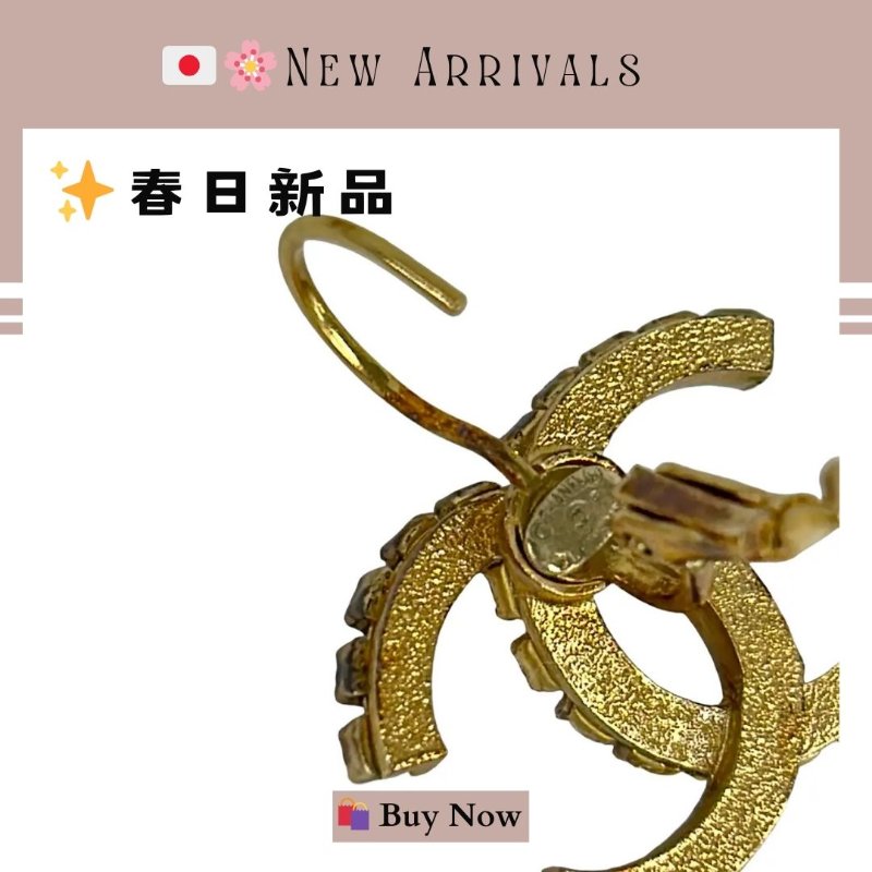 🛍️🎁 🔥 5月新品【預訂】 💘 香奈兒 Chanel 粉紅色水鑽金色耳環 🔥 香奈兒熱賣款 香奈兒經典款耳環-8