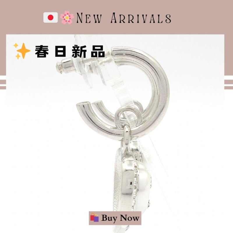 🛍️🎁 5月新品【預訂】 💘美品 罕品  香奈兒 Chanel 愛心水鑽銀色耳環 🔥 香奈兒熱賣款 香奈兒經典款耳環-2