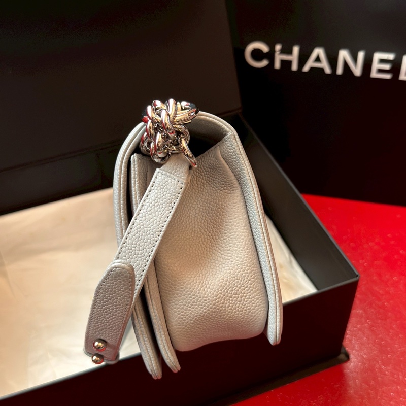 Chanel香奈兒Leboy25中號鼠尾草灰荔枝牛皮全配🈶保 卡🈶購證-13