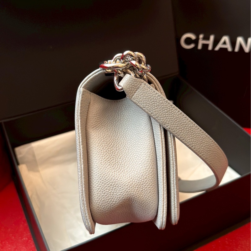 Chanel香奈兒Leboy25中號鼠尾草灰荔枝牛皮全配🈶保 卡🈶購證-15