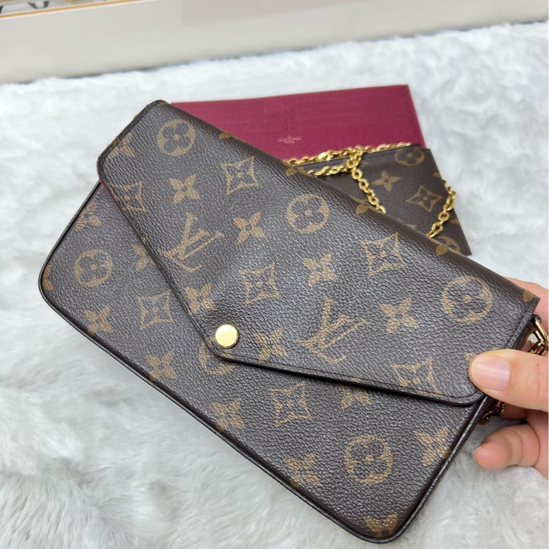 lv老花三合一 芯片款新扣 98新不裂-3