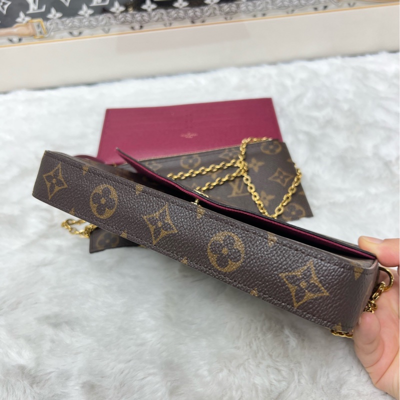 lv老花三合一 芯片款新扣 98新不裂-4