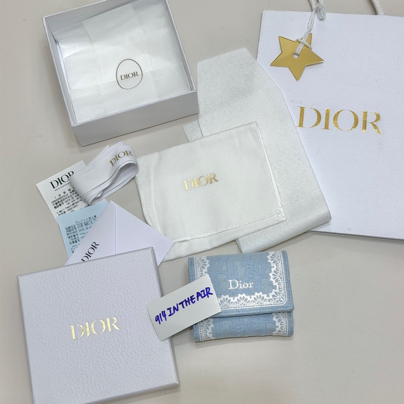 914intheair 『全新全配』Dior迪奧🩵日本限定蕾絲單寧三折迷你短夾-27