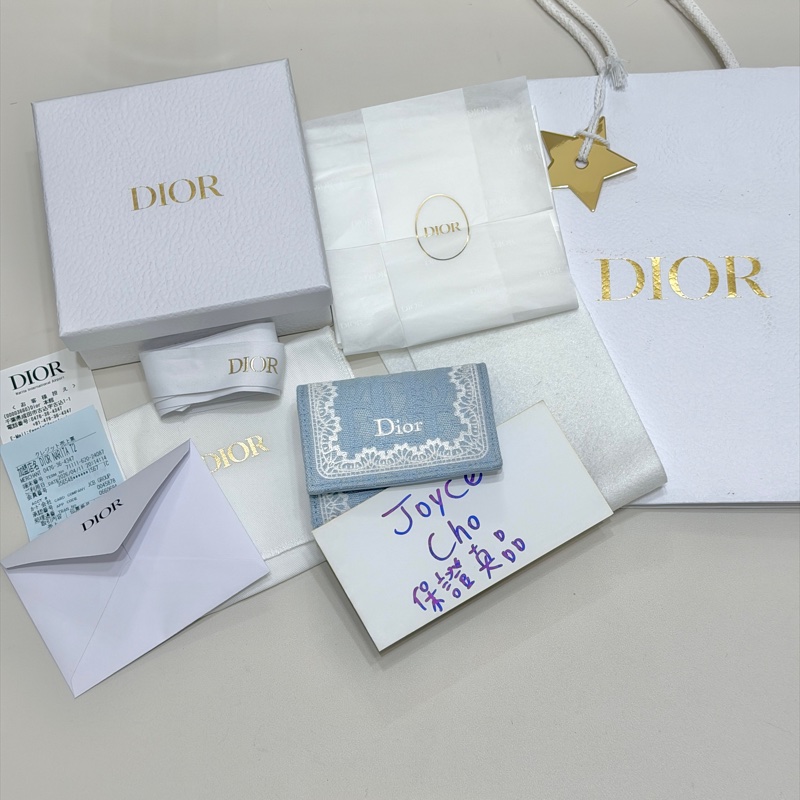 914intheair 『全新全配』Dior迪奧🩵日本限定蕾絲單寧三折迷你短夾-28