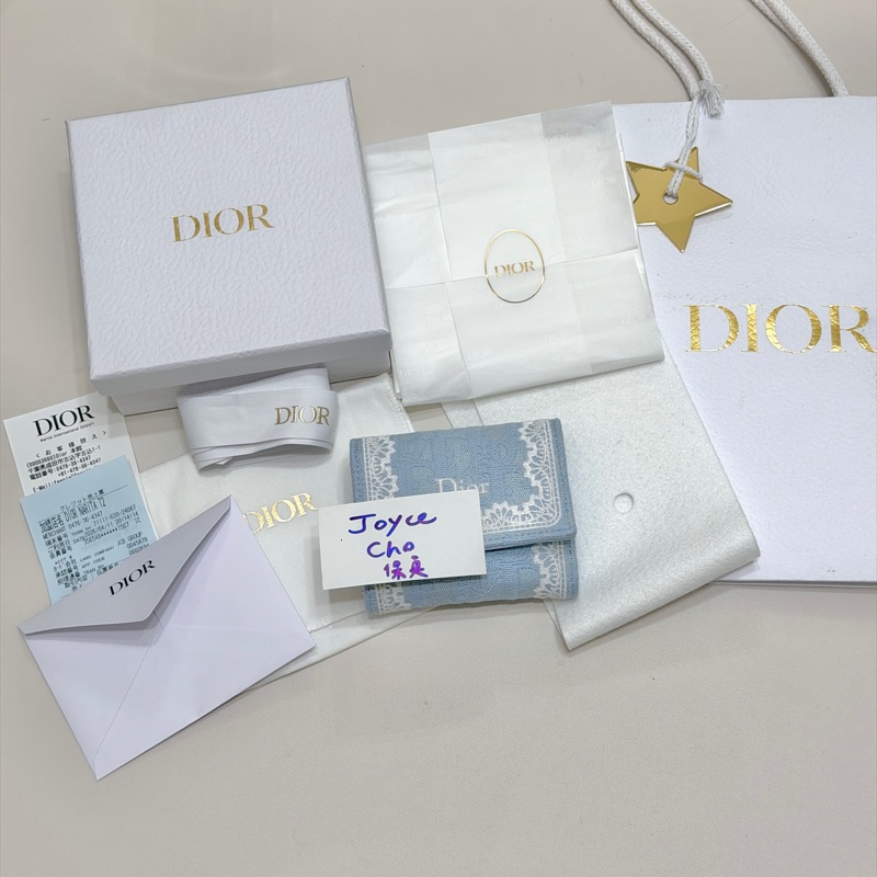 914intheair 『全新全配』Dior迪奧🩵日本限定蕾絲單寧三折迷你短夾-29