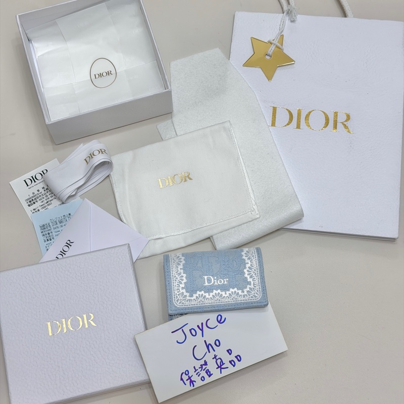 914intheair 『全新全配』Dior迪奧🩵日本限定蕾絲單寧三折迷你短夾-30
