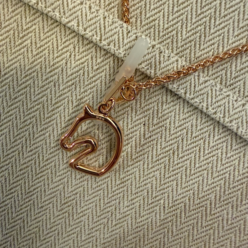 💖Hermes Tonnerre 馬頭項鍊💖 奶茶玫瑰金 全新-2