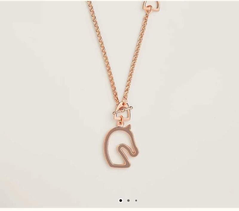 💖Hermes Tonnerre 馬頭項鍊💖 奶茶玫瑰金 全新-6