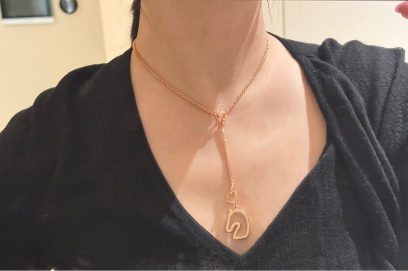 💖Hermes Tonnerre 馬頭項鍊💖 奶茶玫瑰金 全新-7