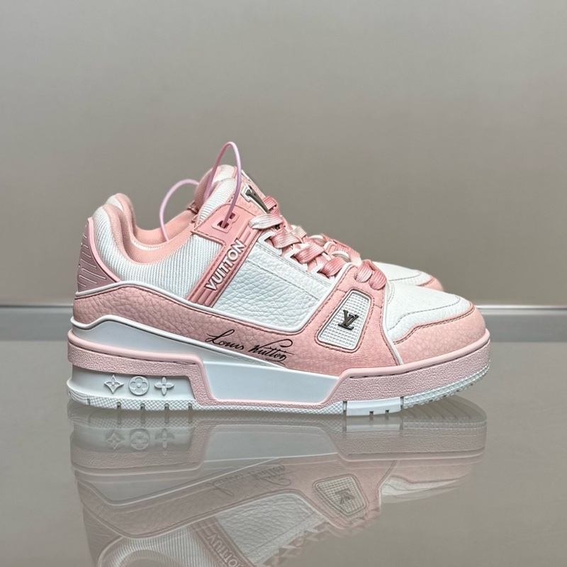Louis Vuitton LV TRAINER 新款荔枝皮白粉-1