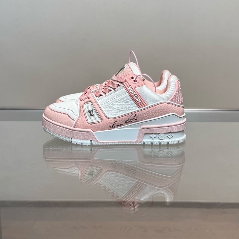 Louis Vuitton LV TRAINER 新款荔枝皮白粉-2