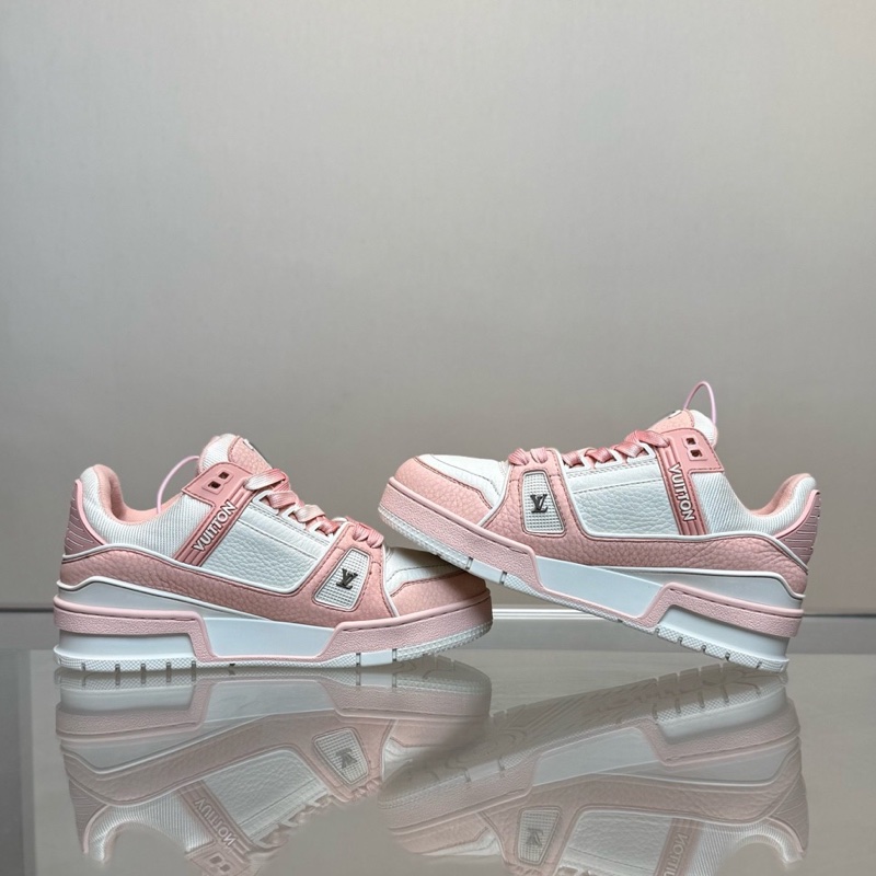 Louis Vuitton LV TRAINER 新款荔枝皮白粉-3