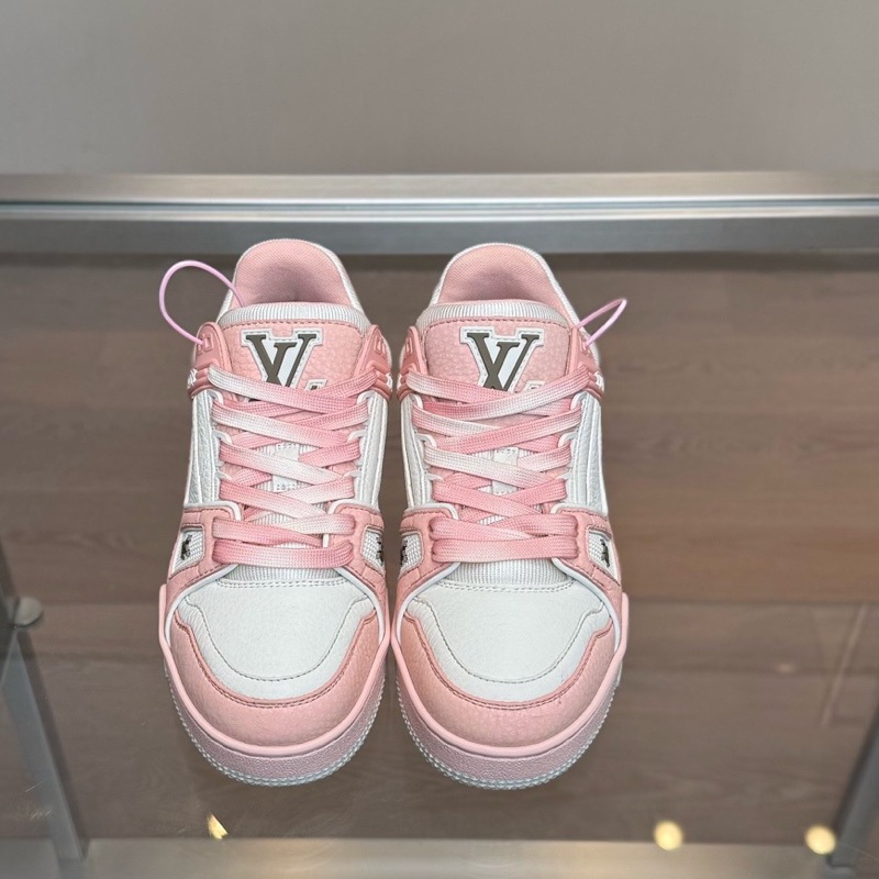 Louis Vuitton LV TRAINER 新款荔枝皮白粉-4