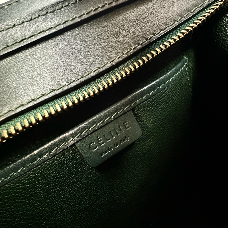 Celine Luggage Nano 深墨綠色光面牛皮兩用包 附肩帶-9